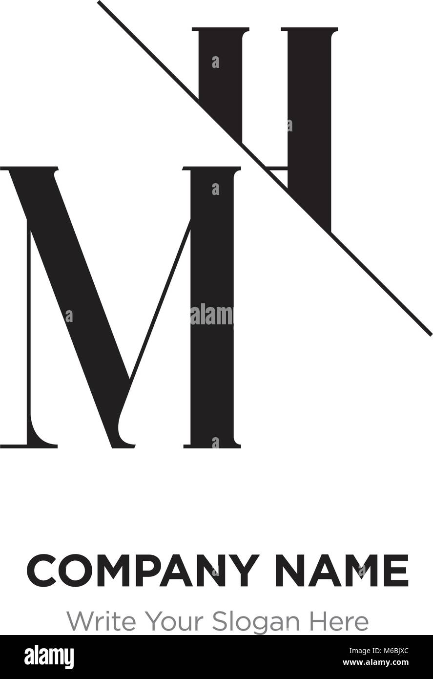 Abstrakte Buchstaben MH, HM-Logo Design vorlage, schwarz & weiß Alphabet Buchstaben Name des Unternehmens Konzept. Flache dünne Linie Segmente miteinander verbunden Stock Vektor