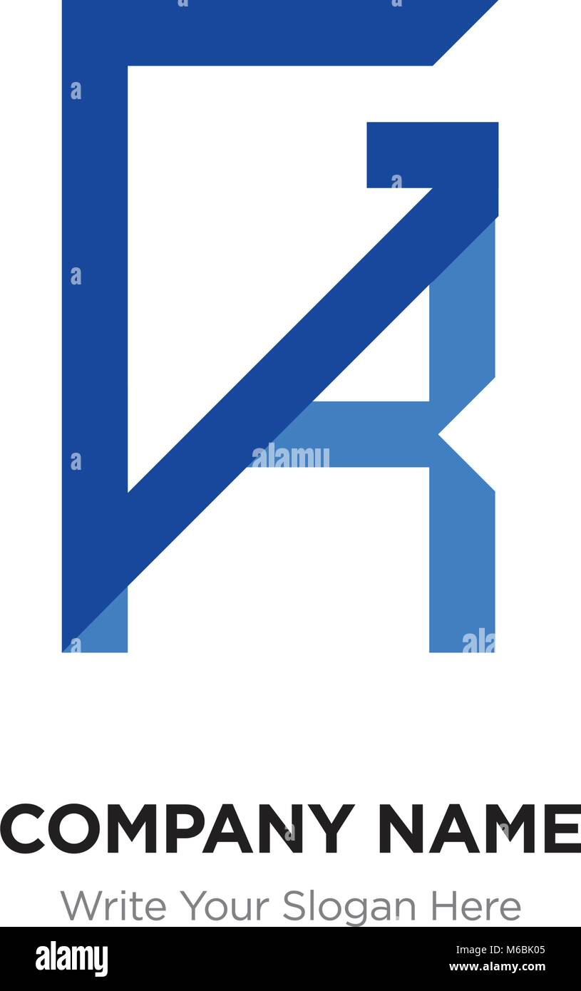 Abstrakte Buchstaben GR, RG Logo Design vorlage, blau Alphabet Buchstaben Name des Unternehmens Konzept. Flache dünne Linie Segmente miteinander verbunden Stock Vektor
