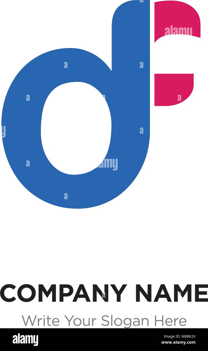 Abstrakte Buchstaben df, fd Logo Design vorlage, rot & blau Alphabet Buchstaben Name des Unternehmens Konzept. Flache dünne Linie Segmente miteinander verbunden Stock Vektor