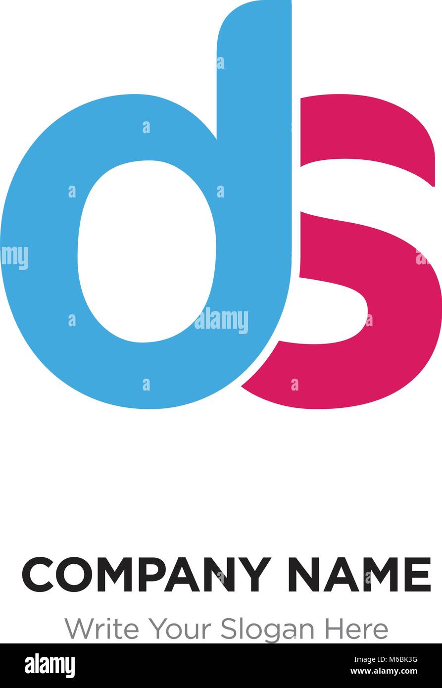 Abstrakte Buchstaben ds, SD-Logo Design Template, Blau & Rot Alphabet Buchstaben Name des Unternehmens Konzept. Flache dünne Linie Segmente miteinander verbunden Stock Vektor