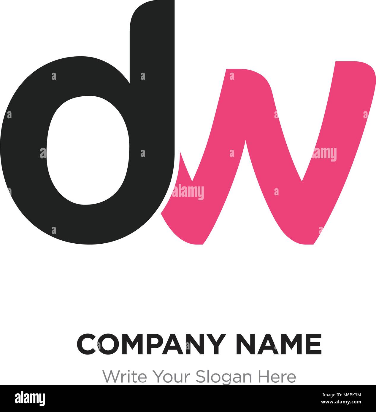 Abstrakte Buchstaben dw, WD-Logo Design Template, schwarz & rot Alphabet Buchstaben Name des Unternehmens Konzept. Flache dünne Linie Segmente miteinander verbunden Stock Vektor