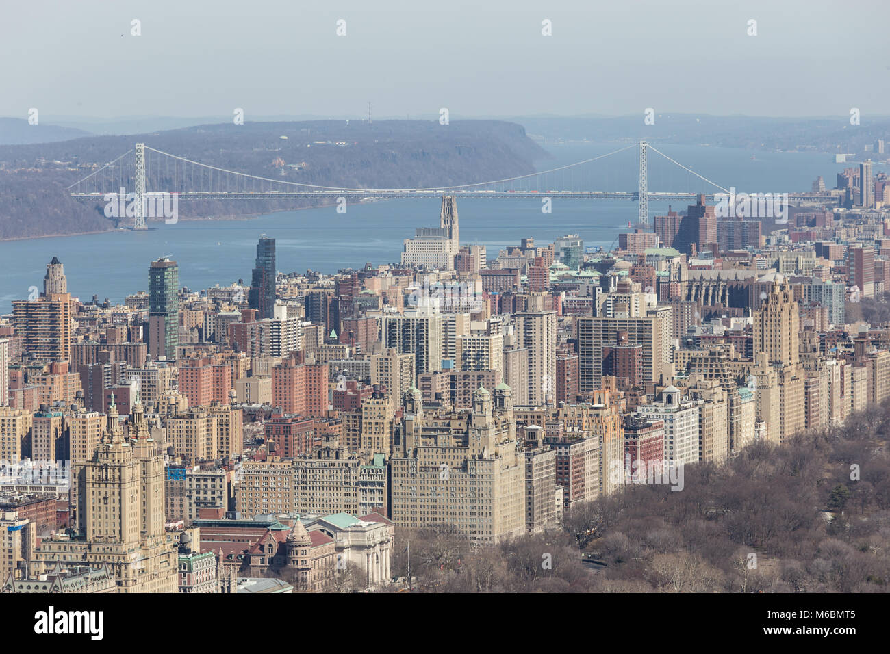 Luftaufnahme der Upper West Side und die George Washington Bridge Stockfoto