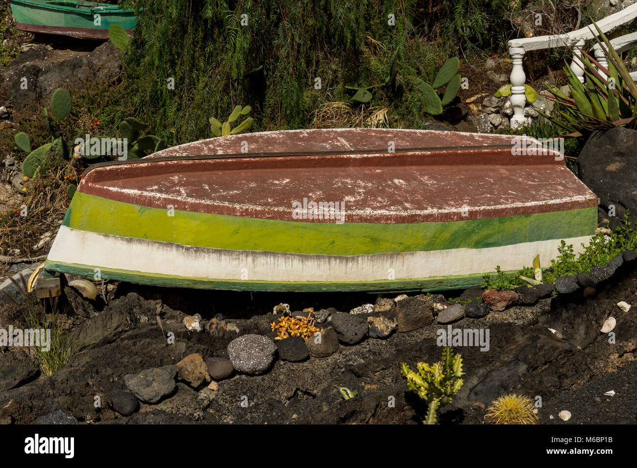 Grüne boot Arrecife Lanzarote Kanarische Inseln Spanien Stockfoto