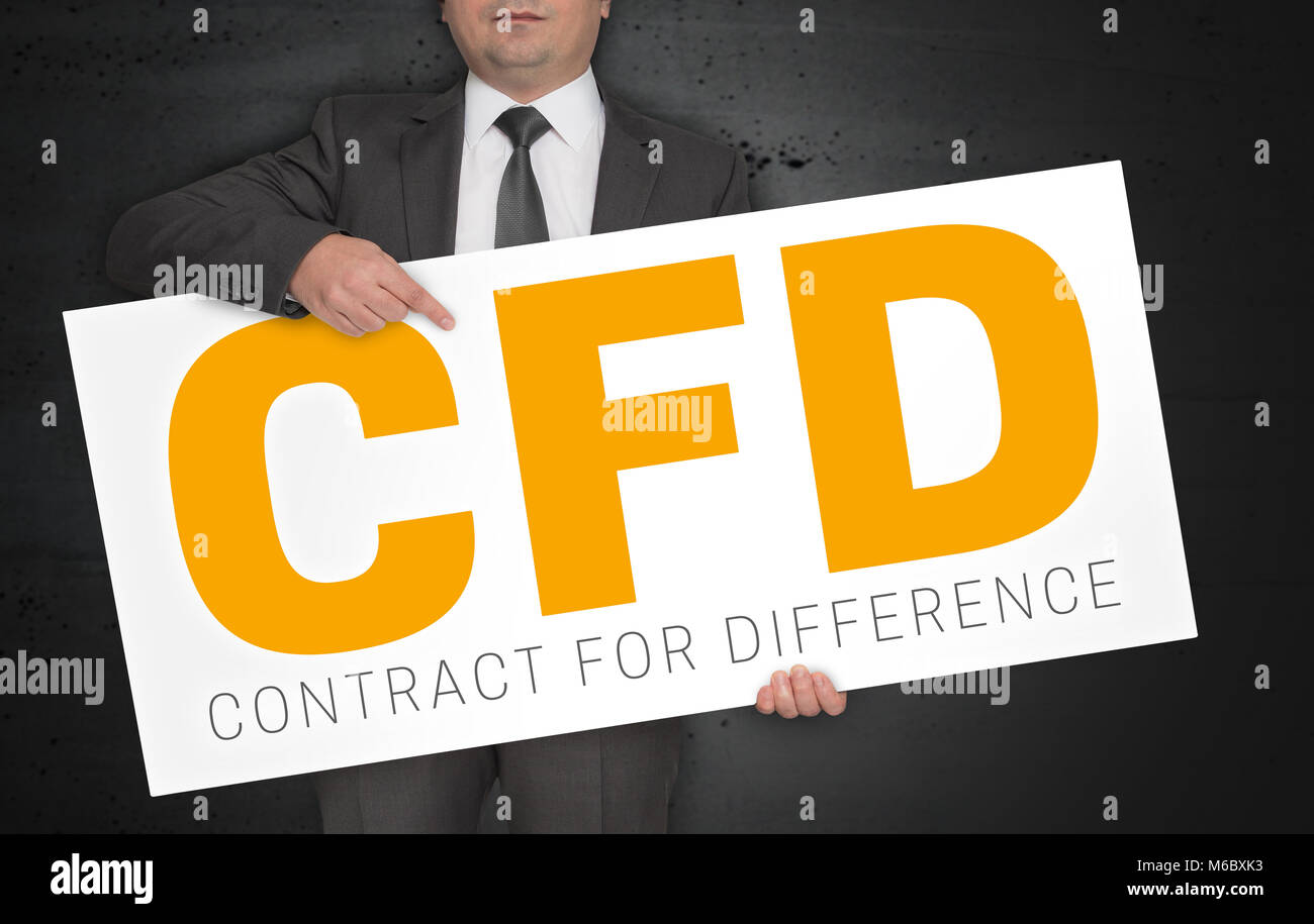 CFD-Poster ist von Geschäftsmann gehalten. Stockfoto