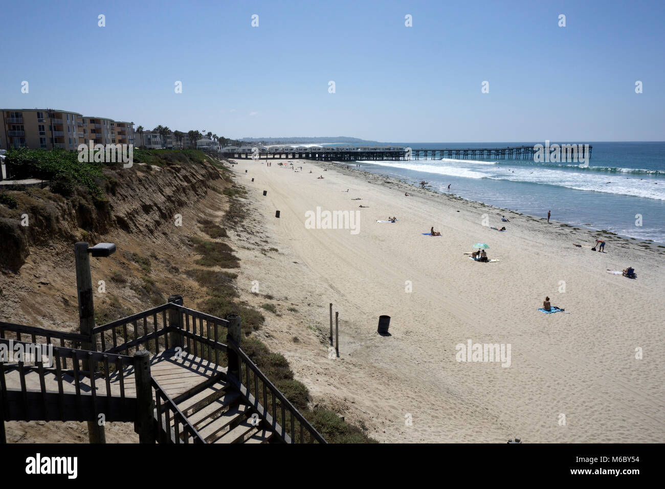 Der Strand und die Seebrücke im Pacific Beach San Diego Stockfoto