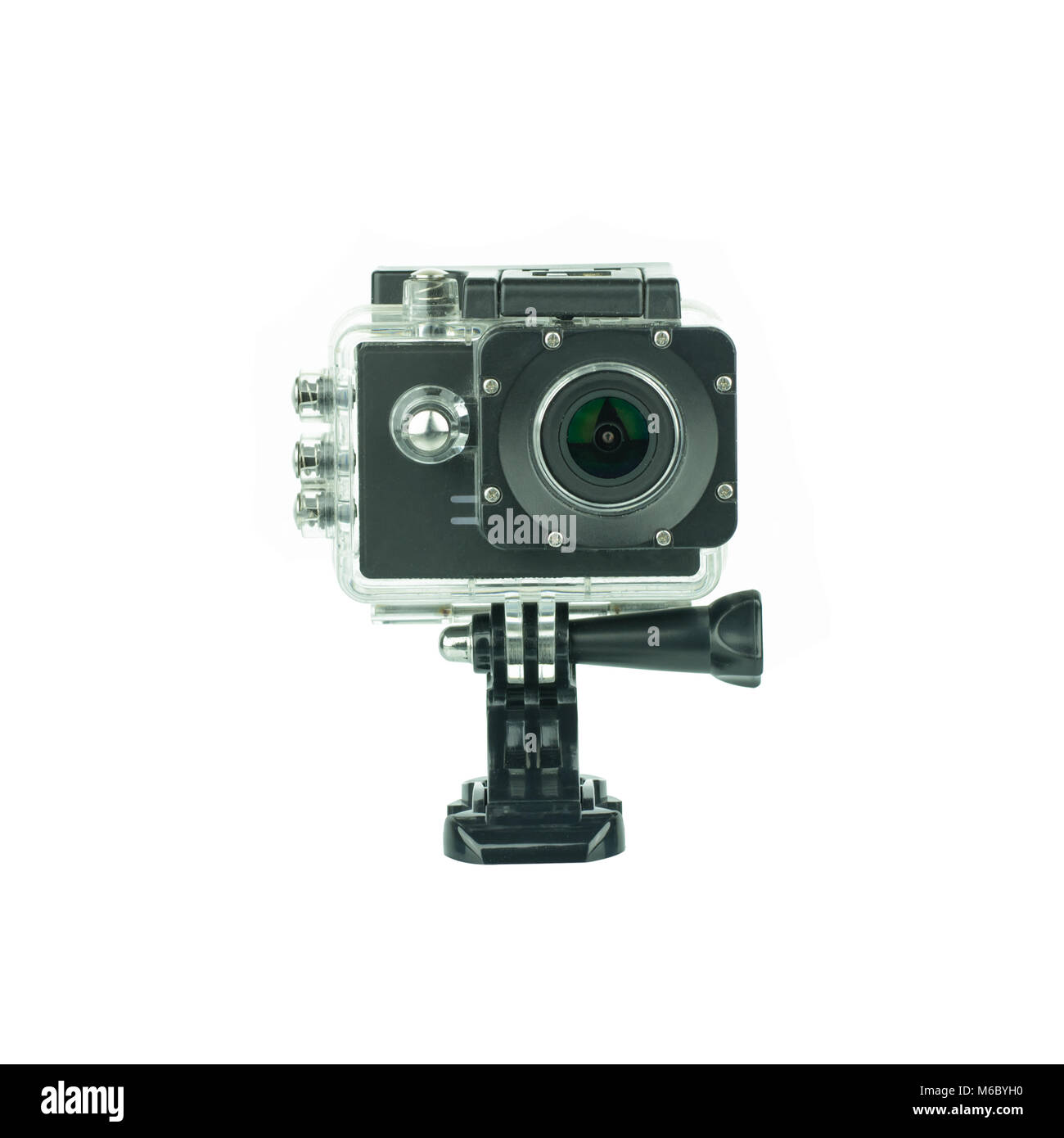 Kamera Action Cam isoliert auf weißem Hintergrund. Stockfoto