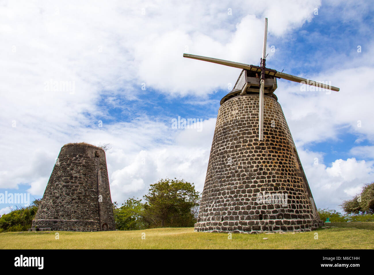 Windmühle bei Betty's Hope historischen Zuckerrohrplantage, Antigua Stockfoto