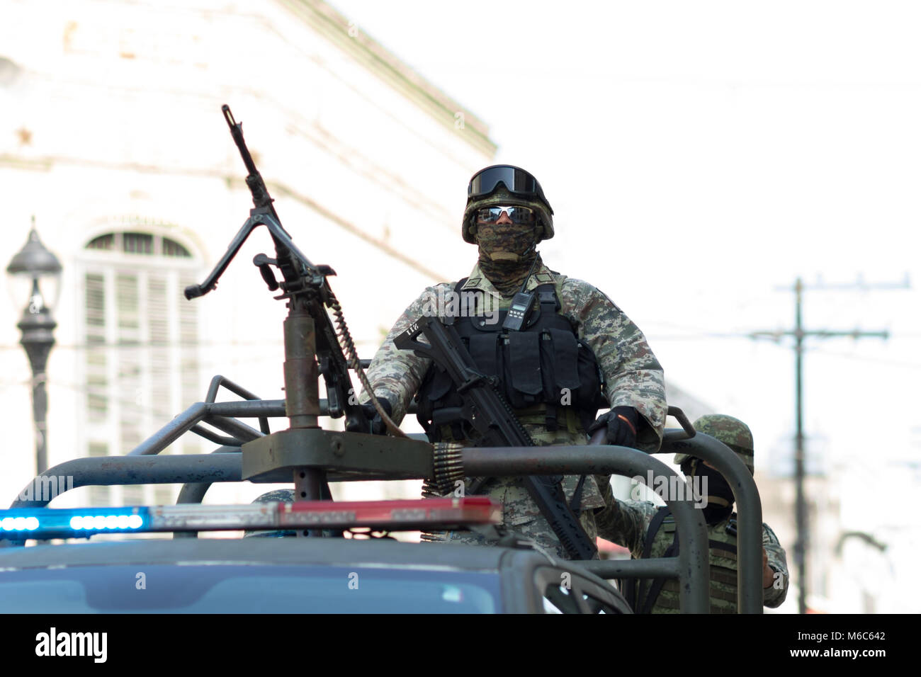 Matamoros, Tamaulipas, Mexiko - 24. Februar 2018: Die mexikanischen Streitkräfte während Operationen in Norden easthern Mexiko. Stockfoto