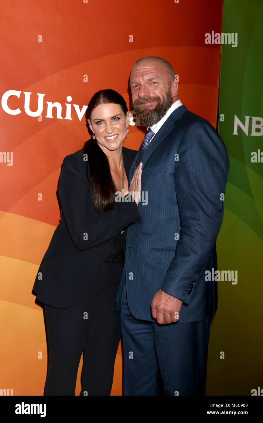 NBC der TCA Winter Press Tour am Langham Huntington Hotel in Pasadena, Kalifornien. Mit: Stephanie McMahon, Triple H, Paul Levesque, Wo: Pasadena, Kalifornien, USA, wenn: 09 Jan 2018 Credit: Nicky Nelson/WENN.com Stockfoto