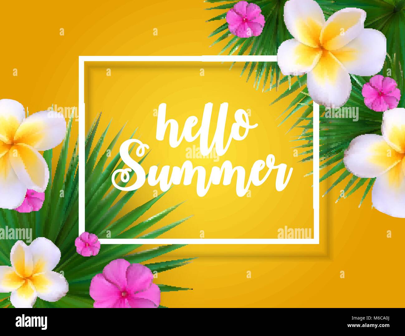 Hallo Sommer natürlichen Blumenkarte mit Frame-Vektor-Illustration Stock Vektor