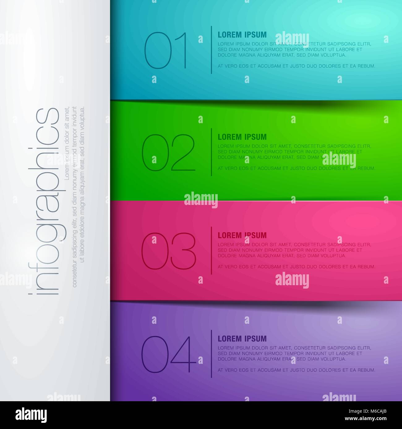 Vector Illustration modernen Infografik Diagramm mit Bars in verschiedenen Farben, Text und Symbole. Perfekt für Präsentation, Web und Diagramme Stock Vektor