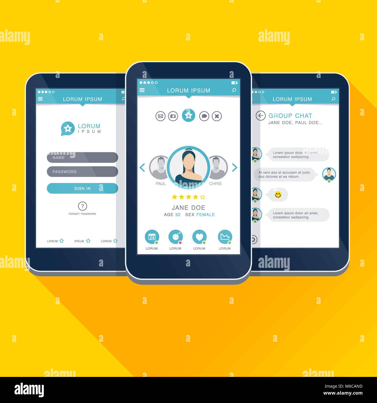 UI, UX, GUI-Konzept mobile App design Bildschirme Stock Vektor