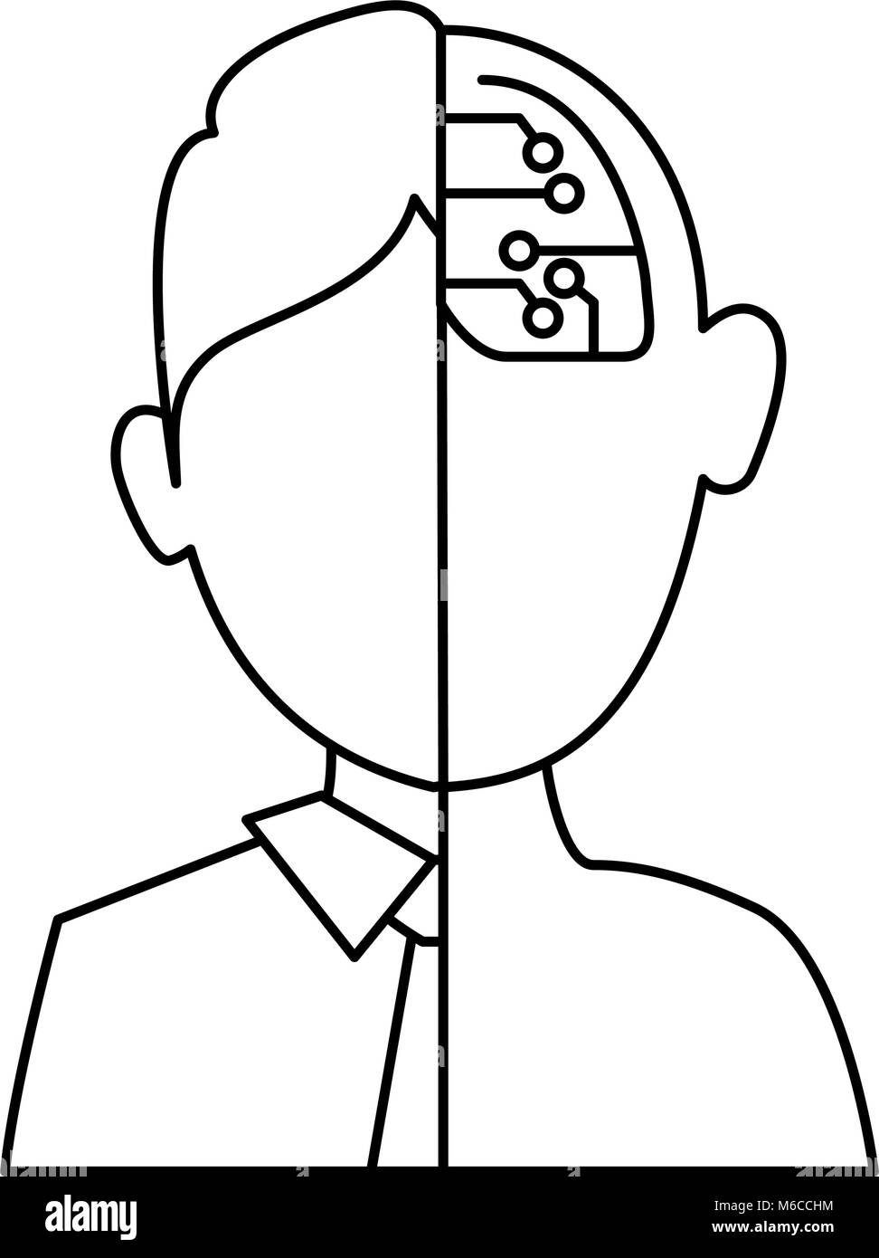 Halb Mensch halb Roboter Charakter Stock Vektor
