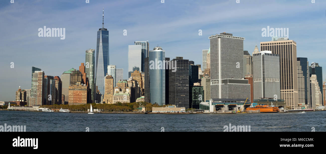 New York City Skyline von Governor's Island Stockfoto