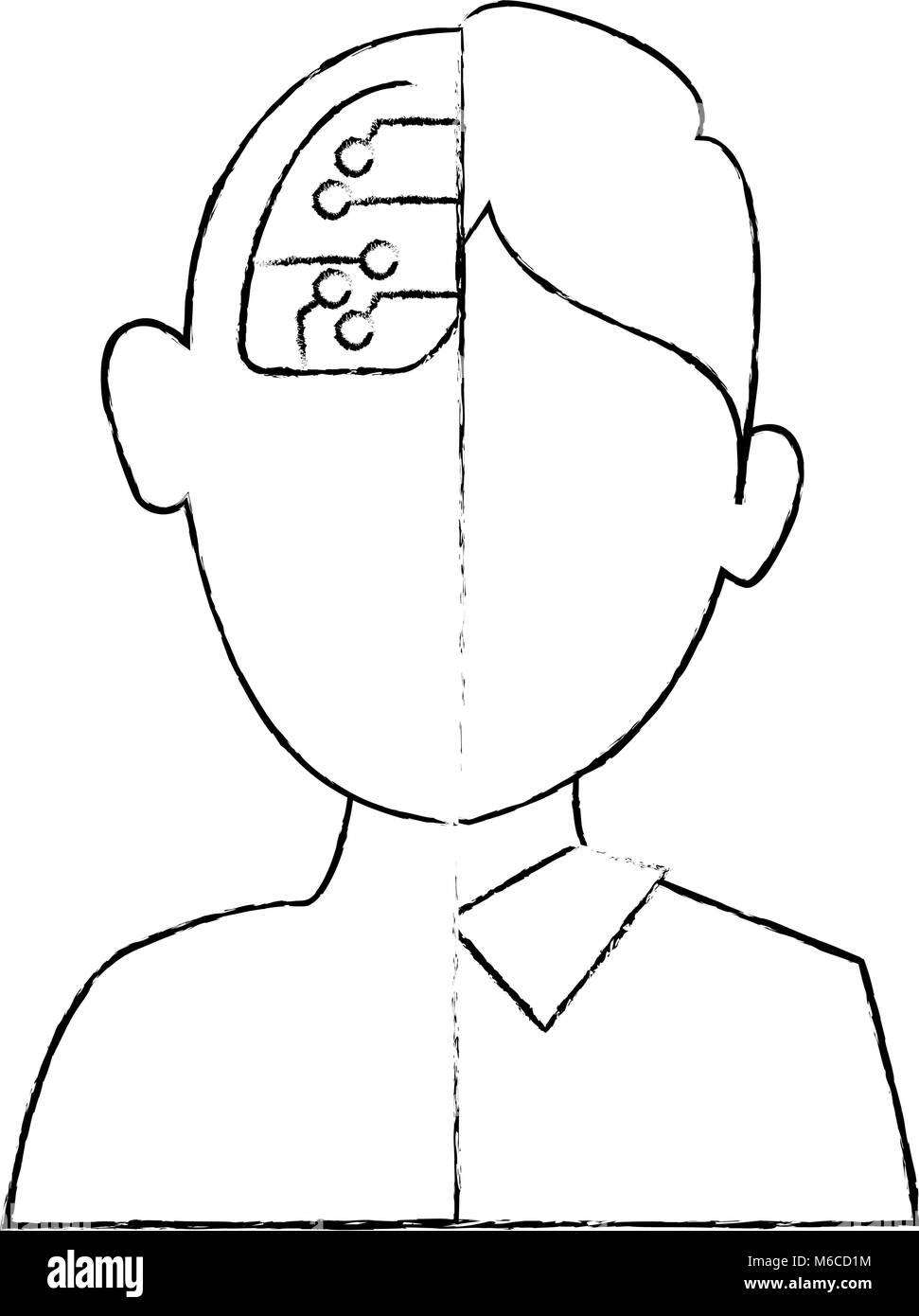 Halb Mensch halb Roboter Charakter Stock Vektor