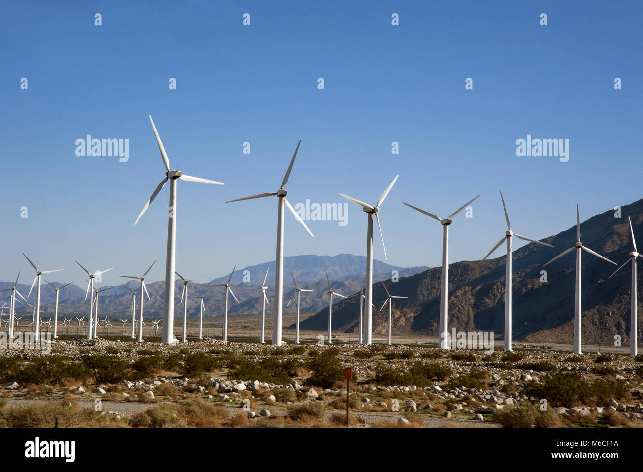 Wind Mill Farm in der Nähe von Palm Springs, Kalifornien Stockfoto