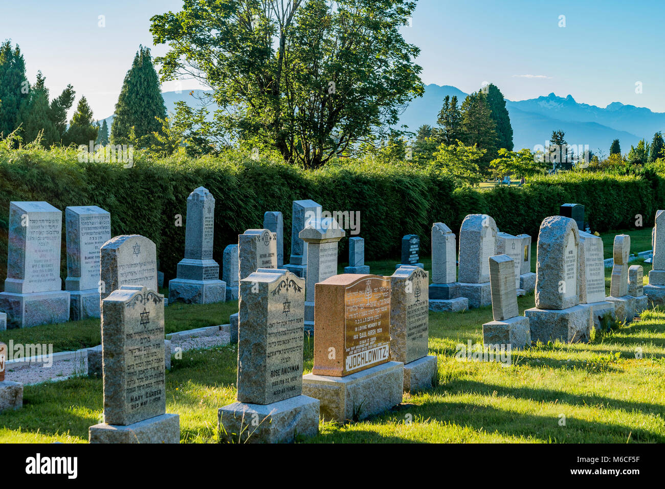 Jüdische Abteilung, Bergblick Friedhof, Vancouver, British Columbia, Kanada, Stockfoto