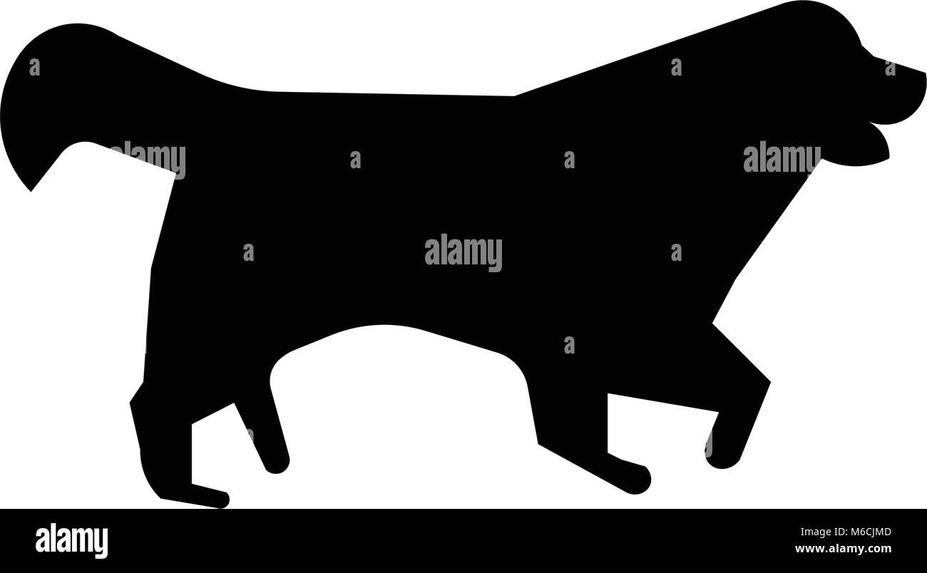 Berner Sennenhund Silhouette auf weißem Hintergrund Stock Vektor