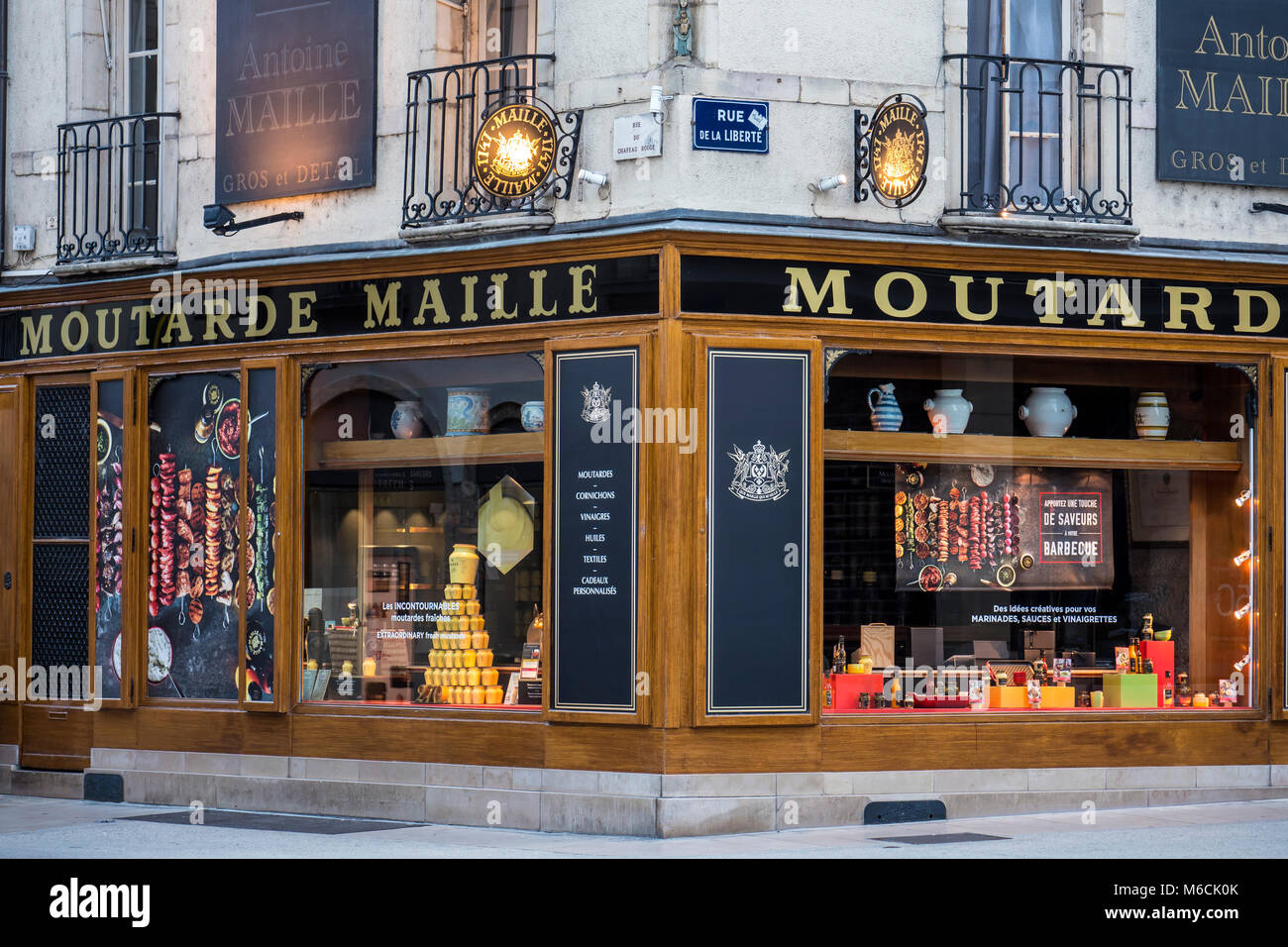 Moutarde Maille shop Dijon Cote-d'oder Bourgogne-Franche-Comté Frankreich Stockfoto