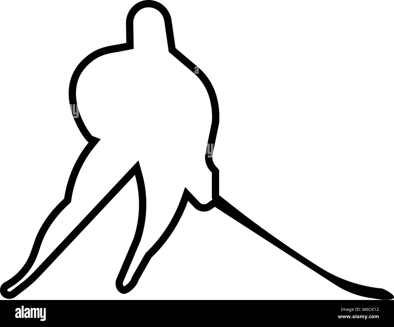 Überblick über whiteagirl hockey player silhouette Umrisse auf weißem Hintergrund Hintergrund Stock Vektor