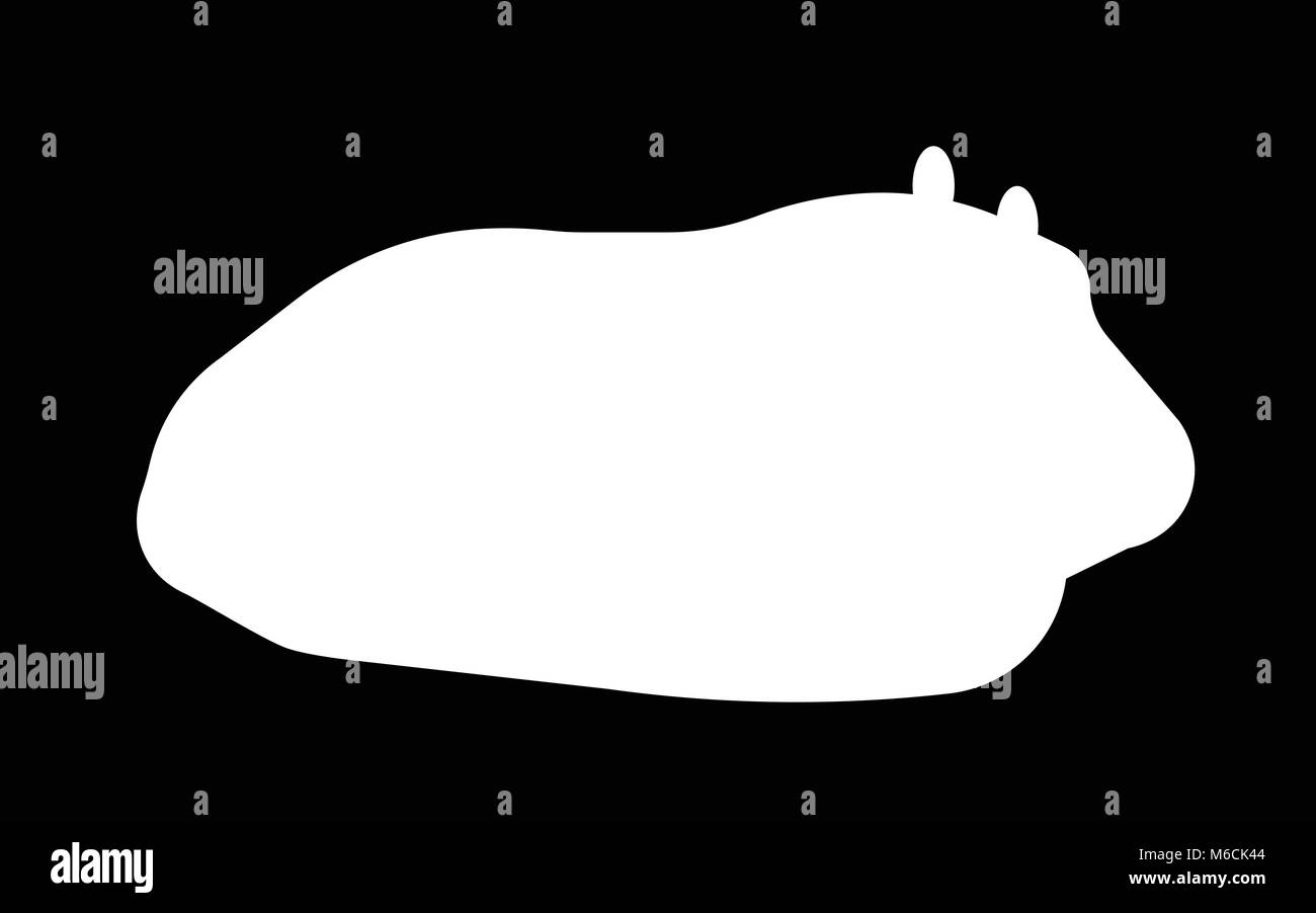 Weiße Meerschweinchen Silhouette auf schwarzem Hintergrund Stock Vektor