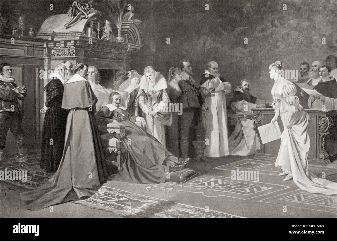 Ein Konzert von Kardinal Richelieu. Kardinal Armand Jean du Plessis, Herzog von Richelieu und Fronsac, 1585-1642, aka Kardinal Richelieu. Französische Geistliche, Adelige und mehr. Von Hutchinson's Geschichte der Nationen, veröffentlicht 1915. Stockfoto