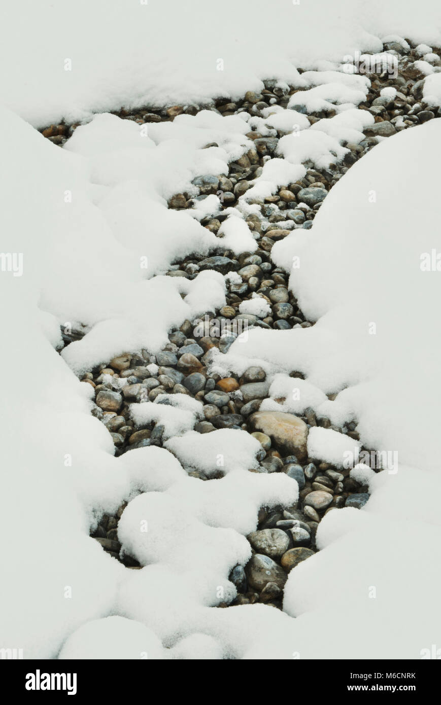 Steine und Schnee, Winter Muster, Banff National Park, der Kanadischen Rockies, Alberta, Kanada Stockfoto