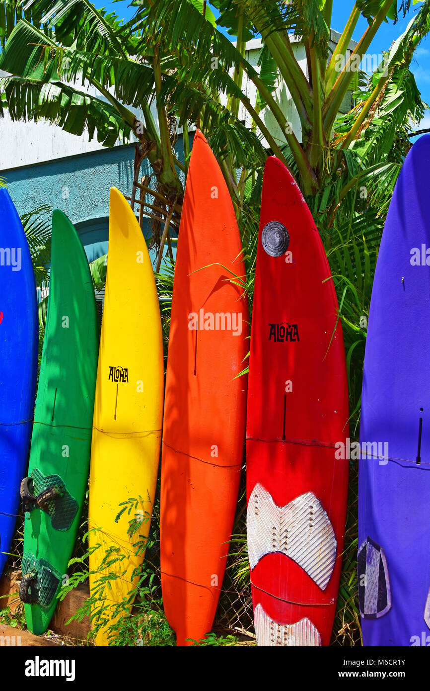 Surfboard Zaun in Ahaus auf Maui, Hawaii Stockfoto