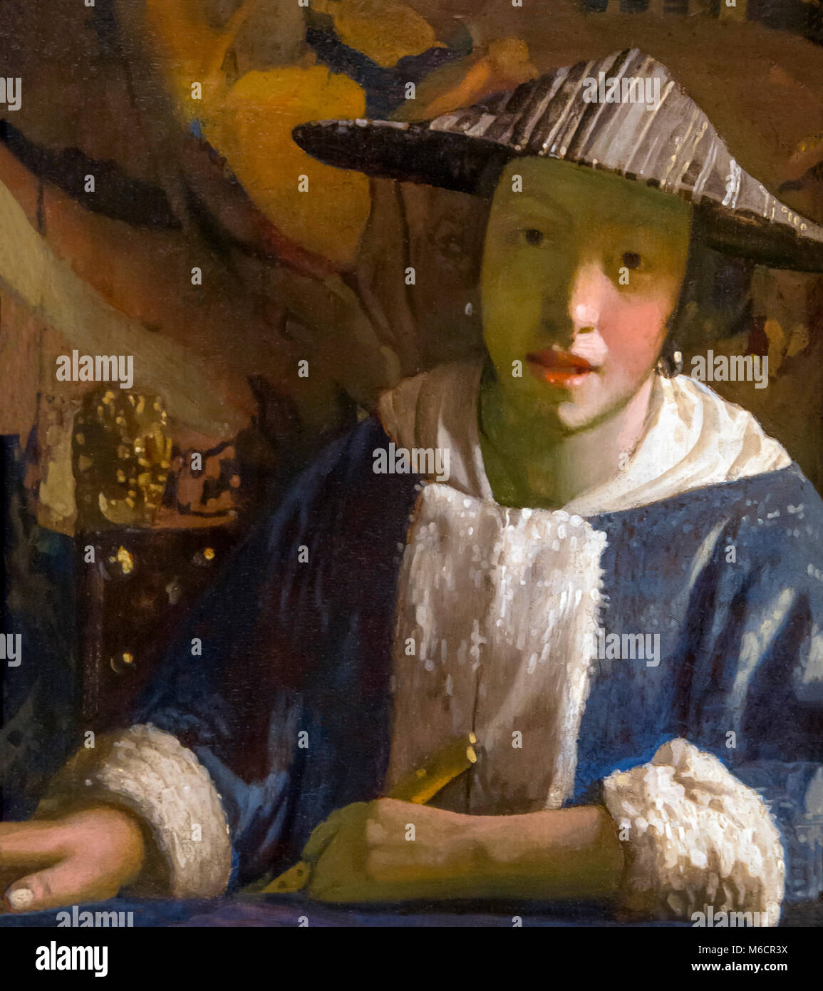 Mädchen mit Flöte, Johannes Vermeer, circa 1670, National Gallery, Washington DC, USA, Nordamerika Stockfoto