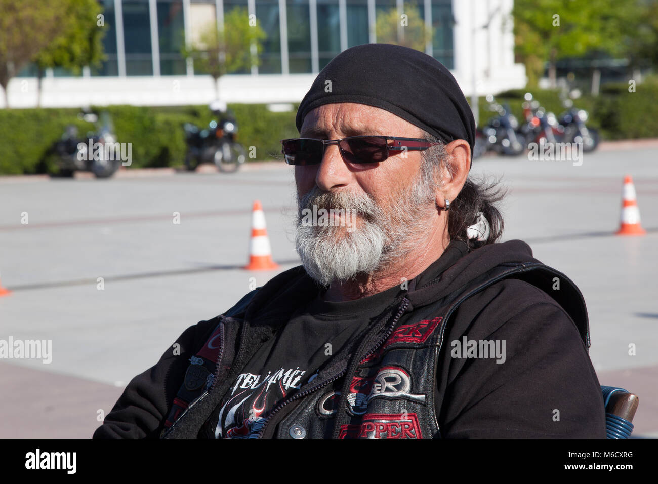 Antalya, Türkei - 21. Mai 2017: Antalya, Harley Davidson Motor Konvois auf der Straße. Festival name ist Antalya Rallye, Demogerät. Stockfoto