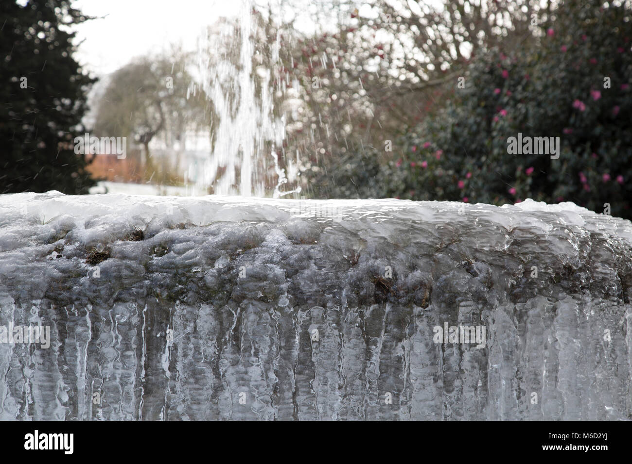 Birmingham Botanical Gardens. 28 Feb, 2018. UK Wetter: Gefrorene Brunnen bei Birmingham Botanical Gardens Credit: Lisa Robinson/Alamy leben Nachrichten Stockfoto