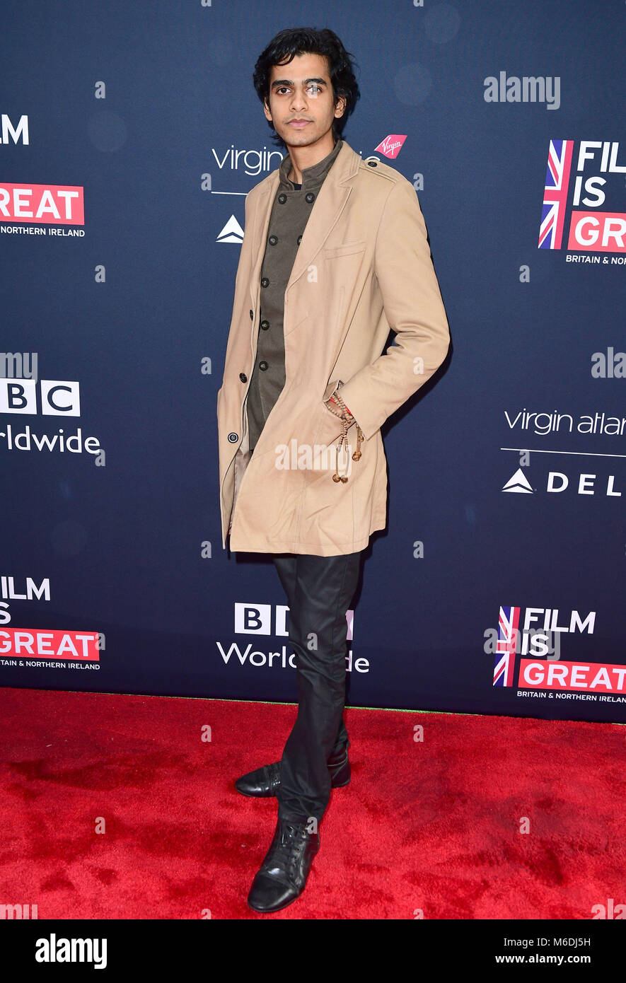 Nirav Mehta kommt für die Film ist super Empfang zu Ehren der britischen Kandidaten für den 90th Academy Awards gehostet von HM Generalkonsul Mike Howells und BAFTA-Los Angeles Vorsitzender Kieran Breen am britischen Residence in Los Angeles. Stockfoto