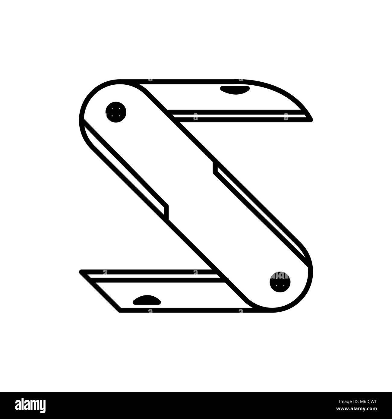 Taschenmesser Erste S Lettermark Abenteuer dünne Linie Symbol Vektor Illustration Graphic Design Stock Vektor