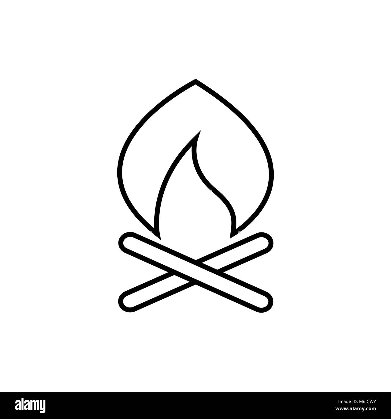 Lagerfeuer Abenteuer dünne Linie Symbol Vektor Illustration Graphic Design Stock Vektor