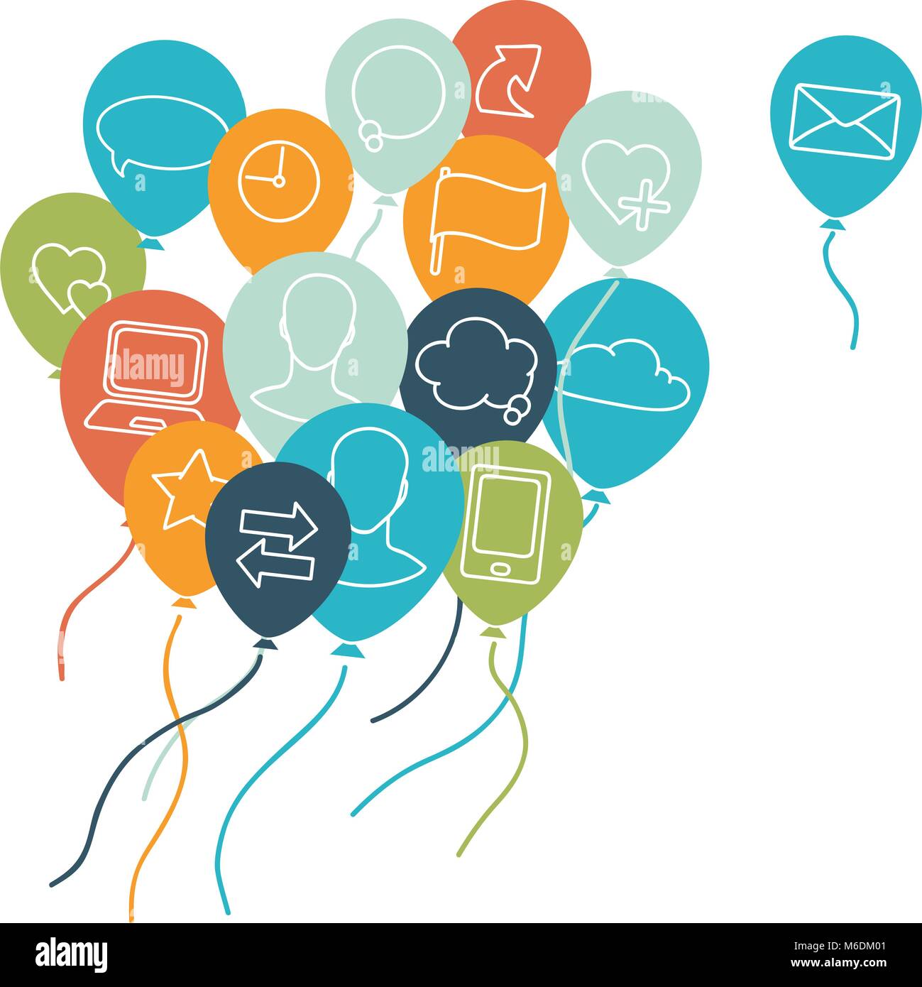 Social media Hintergrund mit fliegenden Ballons Stock Vektor