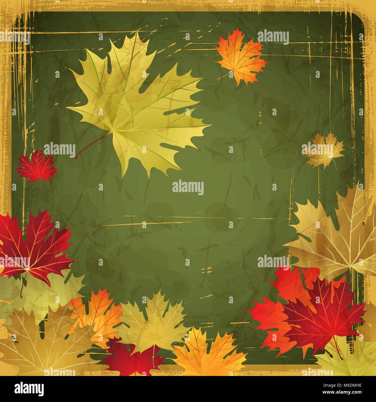 EPS 10 Blätter im Herbst grunge Hintergrund. Vector Illustration Stock Vektor