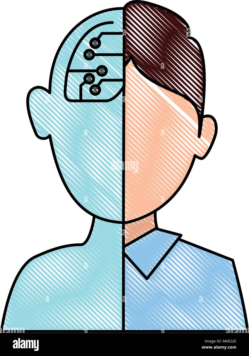 Halb Mensch halb Roboter Charakter Stock Vektor