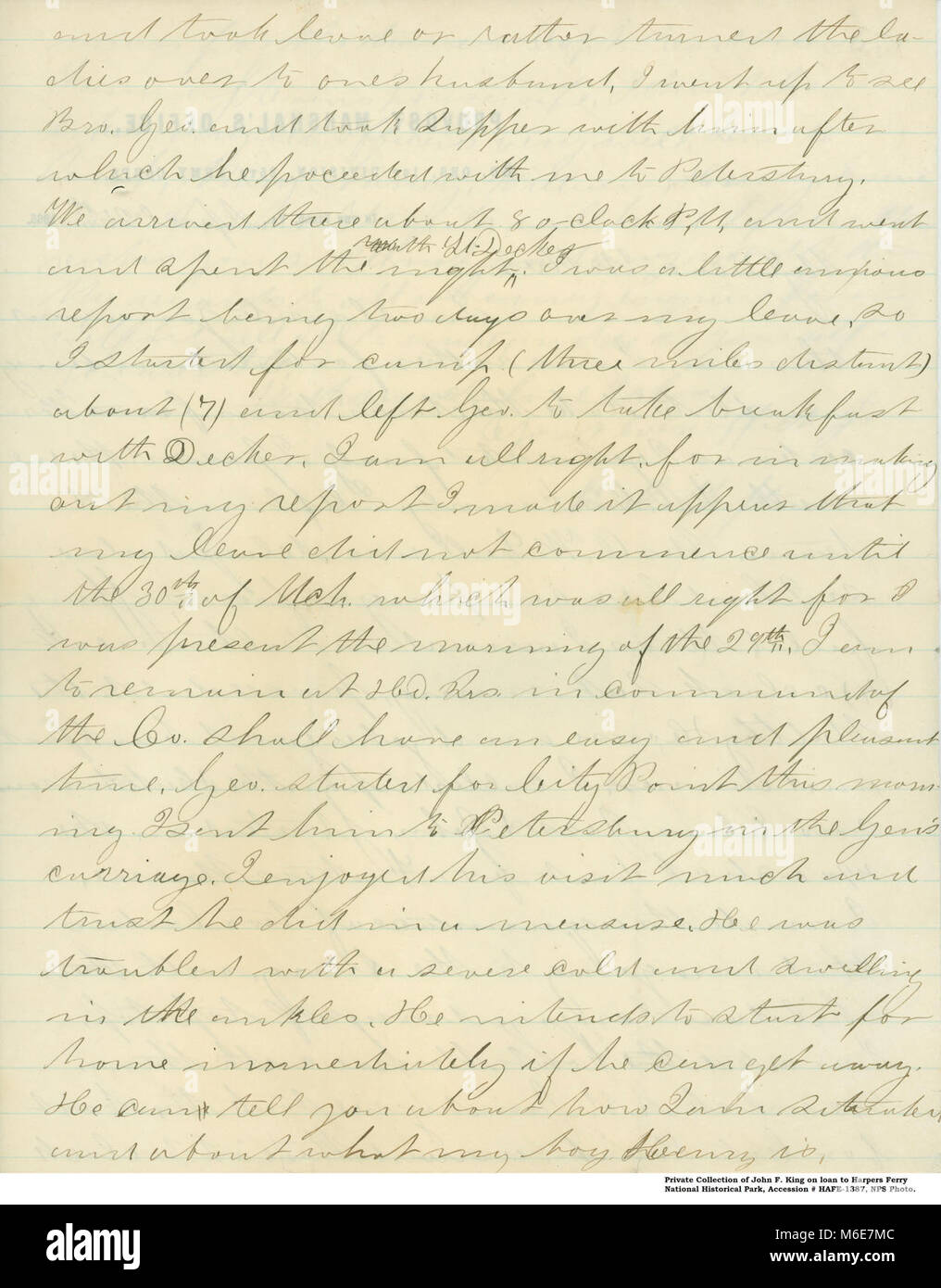 Brief, p 2 von 4, Charles F Stinson (In der. Propst MARSCHALLAMT Hd. Qrs, 1. Div, 25 Armee Korps im Feld, Virginia April 25, 1865 Meine liebe Mutter: Ich hatte das Privileg, dass ich so viel von der Verteilung der Hausfrauen begehrt. Ich sage Ihnen die Jungs waren so viel Freude mit ihnen und ganz sicher alle Mitwirkenden erhalten würde einen Brief des Dankes konnte die armen Burschen schreiben. Wir (die Offiziere) ganz herzlich danken, sie alle im Namen der Männer und hoffe und wünsche allen eine gerechte Belohnung für ihren Dienst in der Verteidigung unserer Häuser erhalten, wenn Sie nicht auf keine andere Weise belohnt... Allgemeine Stockfoto