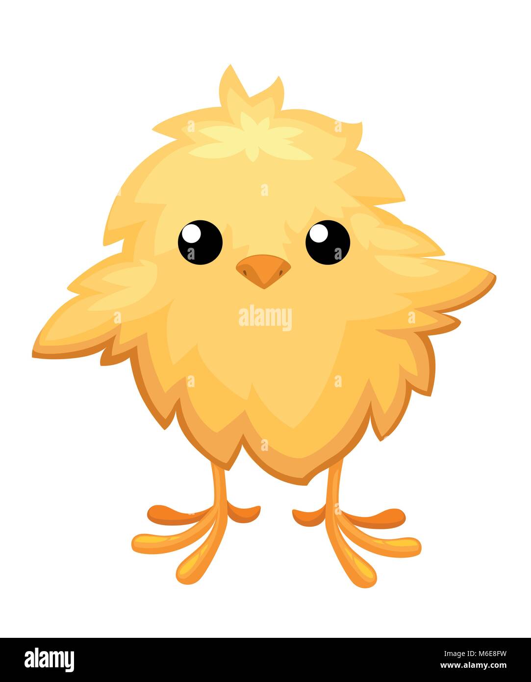 Lustige Huhn im Ei zu Ostern Dekoration cartoon Vektor Flachbild clipart gelben Vogel in einer Eihülle Vector Illustration auf weißem Hintergrund Stock Vektor