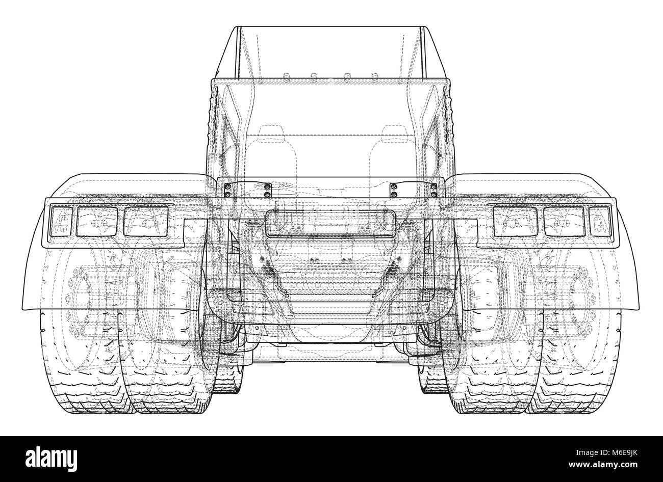 Ansicht von hinten Fahrzeug isoliert auf weißem Hintergrund. Eurotrucks liefern Fahrzeug Layout für Corporate Brand Identity Design. Ansicht von oben. Tracing Abbildung der 3d. EPS 10 Vector Format. Stock Vektor