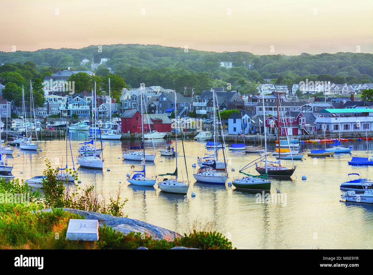 Dies ist Rockport Harbour von der Rückseite Stockfoto