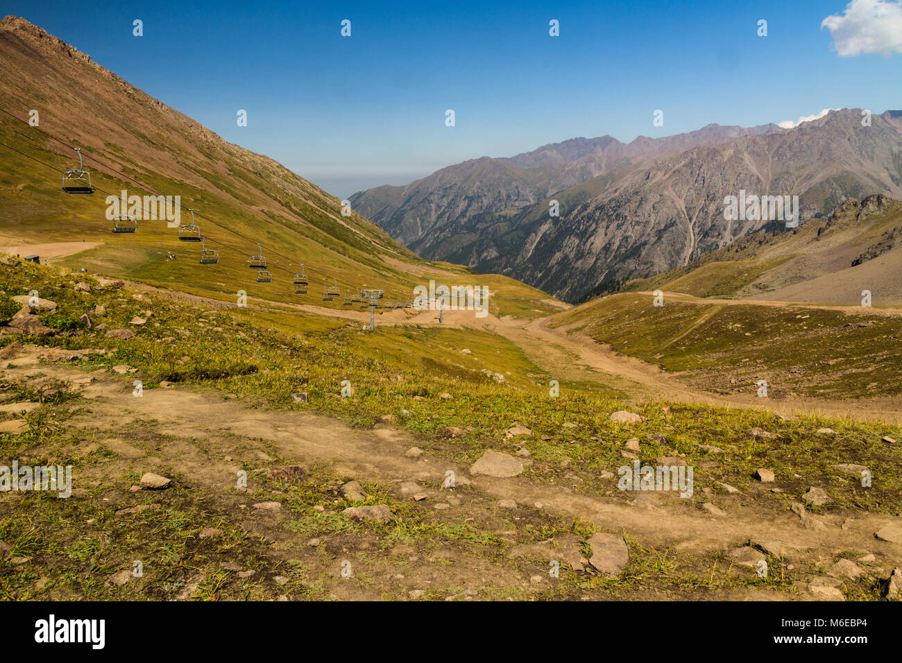 Tien Shen Berge bei Shymbulak oberen Piste Talgar Pass in der Nähe von Almaty, Kasachstan Stockfoto