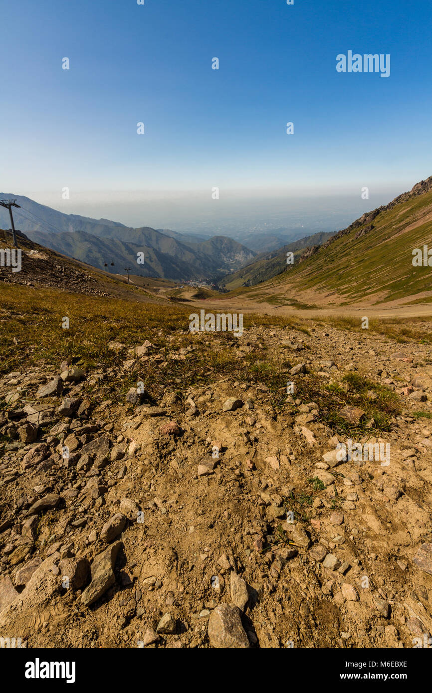 Tien Shen Berge bei Shymbulak oberen Piste Talgar Pass in der Nähe von Almaty, Kasachstan Stockfoto