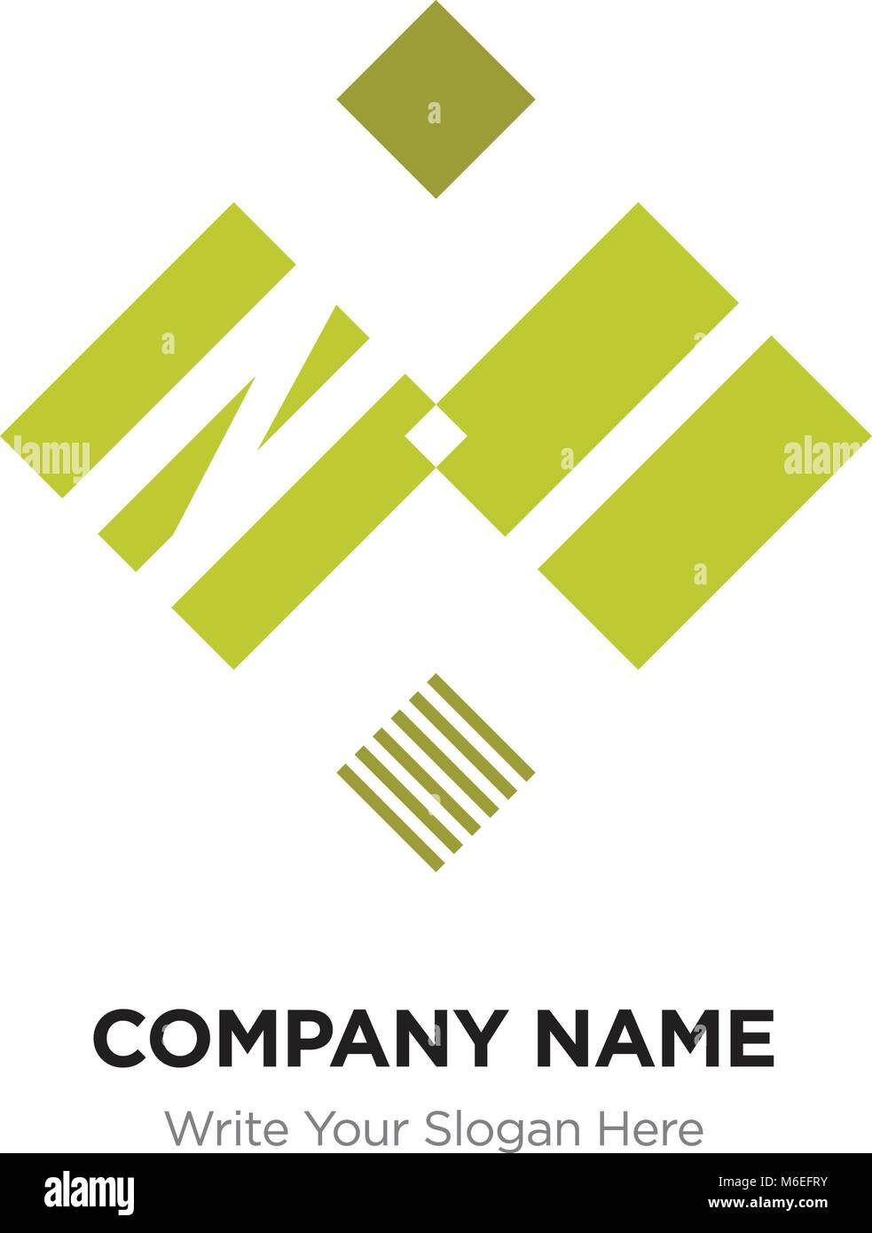 Abstrakte Buchstaben NI ODER IN Logo Design vorlage, Schwarz Alphabet Buchstaben Name des Unternehmens Konzept. Flache dünne Linie Segmente miteinander verbunden Stock Vektor