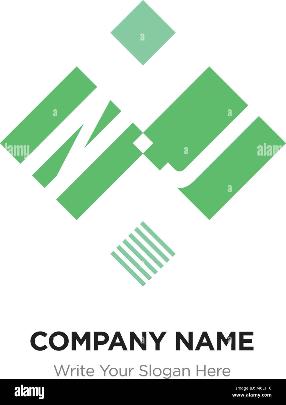 Abstrakte Buchstaben NJ oder JOH Logo Design vorlage, Schwarz Alphabet Buchstaben Name des Unternehmens Konzept. Flache dünne Linie Segmente miteinander verbunden Stock Vektor