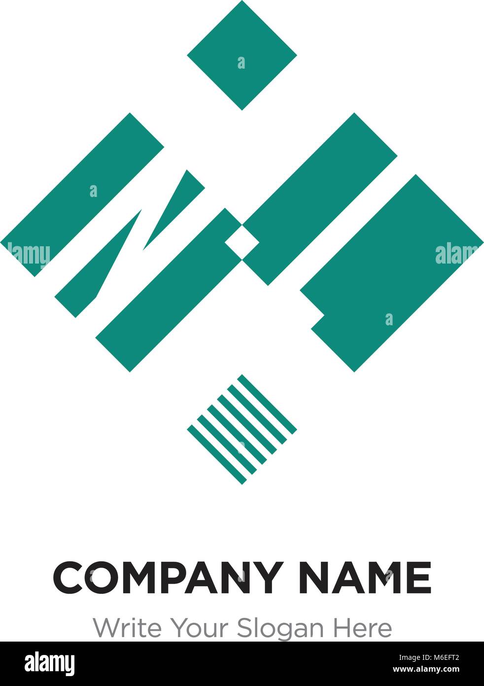 Abstrakte Buchstaben NI ODER IN Logo Design vorlage, Schwarz Alphabet Buchstaben Name des Unternehmens Konzept. Flache dünne Linie Segmente miteinander verbunden Stock Vektor