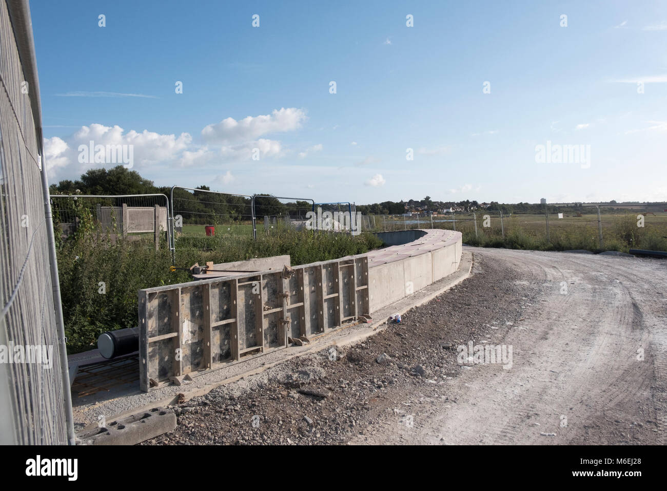 Nemo Link Pegwell Bay in der Nähe von Ramsgate, Kent. Dieses ist, wo hohe Spannung Strom Kabel link ing die UK National Grid nach Belgien verlegt, Stockfoto