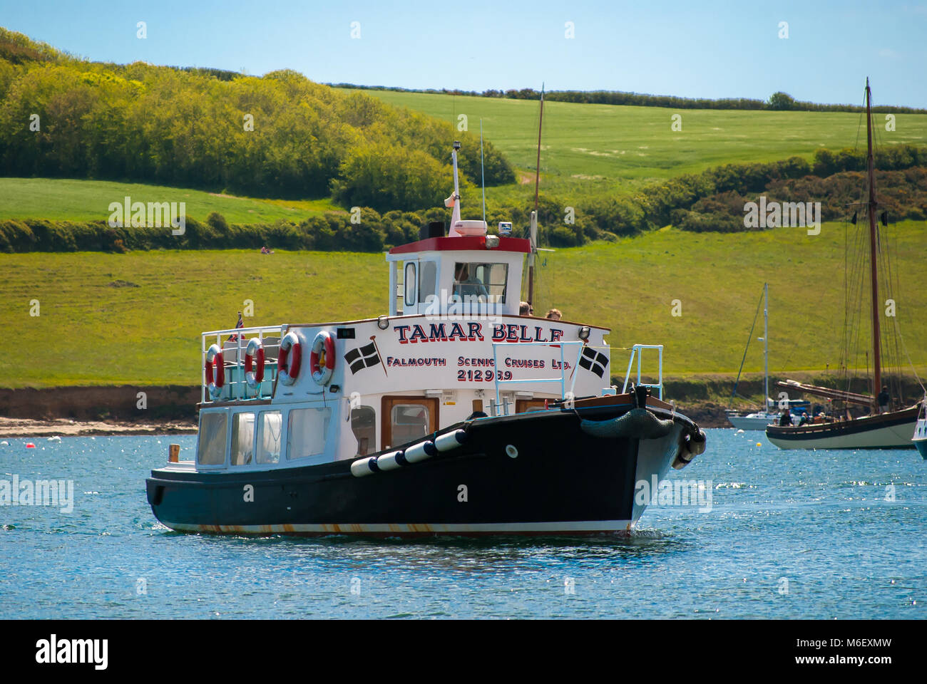 Kommerzielle Fähre in Falmouth, Cornwall, UK. Die Bereitstellung des Service zwischen Falmouth und St Mawes. Stockfoto