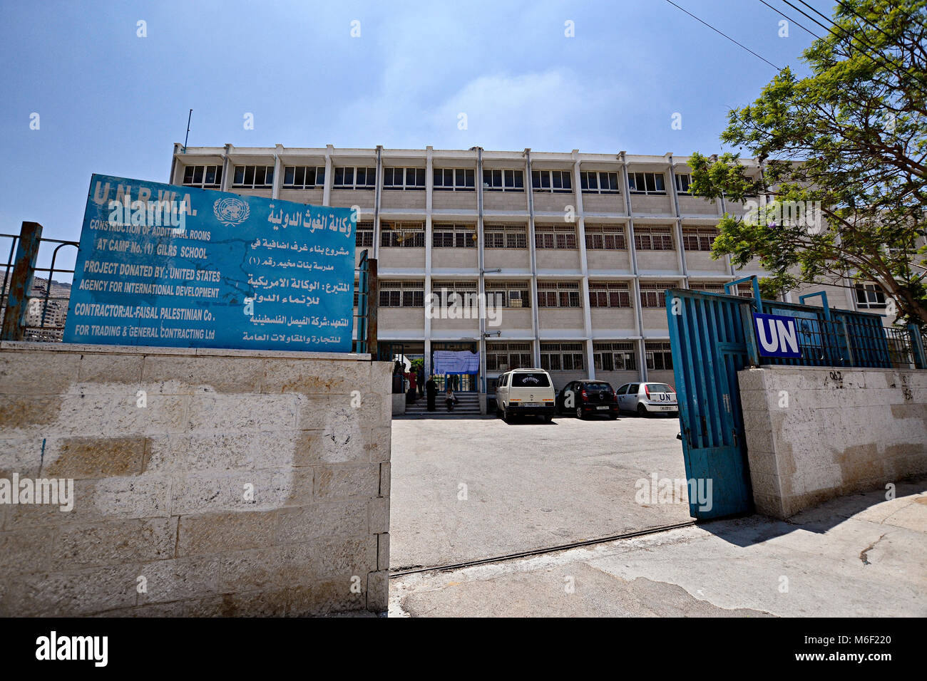 Grundschule in Nablus, Palästina. Wird von der Organisation der Vereinten Nationen für Palästinaflüchtlinge im Nahen Osten (UNRWA) Stockfoto