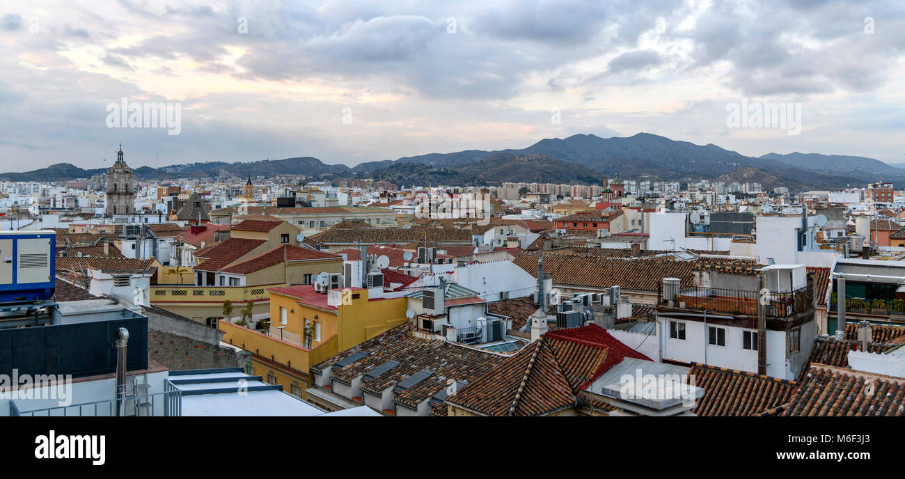 Málaga Blick vom Dach des Hotels Stockfoto